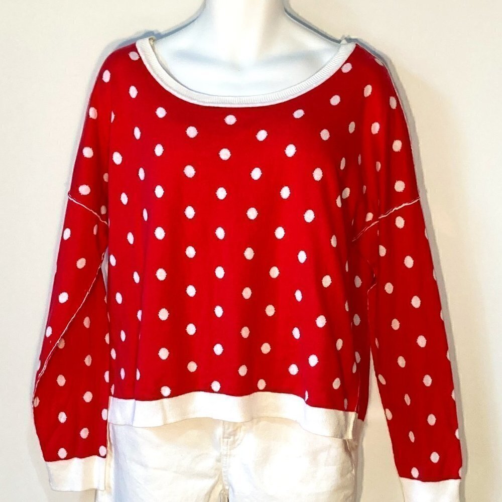 NWOT Arizona  SZ1X Jr. Red Polka Dot Cotton Reversible Sweater 90'S Vintage Y2K